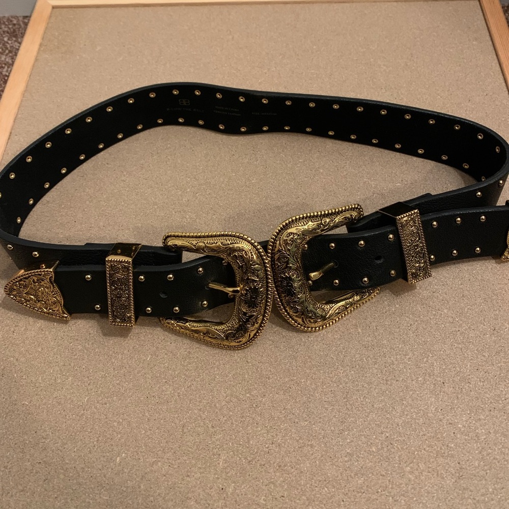 B Low the belt black and gold studded waist belt
